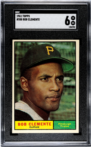 1961 Topps Bob Roberto Clemente #388 Pittsburgh Pirates vintage baseball card professionally graded SGC 6 EX-NM.