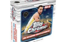 2024-25 Topps Chrome Basketball Mega Box featuring rookies, stars, 10 exclusive Blue Refractors, SSP inserts and autograph card chases.