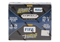 2025-26 Panini Prizm FIFA Soccer Retail Box factory sealed featuring Prizm parallels, retail-exclusive inserts, autographs, and international soccer stars available at MP Sports Cards in Carver, Massachusetts.