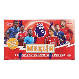 2025-26 Topps Merlin EPL Soccer Hobby Box factory sealed soccer trading card box from MP Sports Cards in Carver MA.