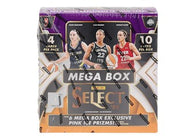 2026 Panini Select WNBA Basketball Mega Box factory-sealed featuring exclusive Mega Box parallels, rookie cards, Courtside cards, and premium WNBA trading cards available at MP Sports Cards in Carver, Massachusetts.
