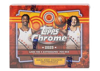 2025 Topps Chrome McDonald's All-American Basketball Hobby Box featuring Chrome autograph cards, refractor parallels, and top high school basketball prospects.