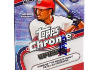 2025 Topps Chrome Update Baseball Value Box factory-sealed featuring Value Box exclusive Chrome Refractors, rookie cards, autograph cards, and premium MLB trading cards available at MP Sports Cards in Carver, Massachusetts.