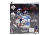 2025 Topps Signature Class Football Mega Box factory-sealed featuring Mega Box exclusive parallels, rookie cards, autograph cards, and premium football trading cards available at MP Sports Cards in Carver, Massachusetts.