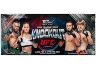 2025 Topps Knockout UFC Hobby Box with three autograph cards and one relic card featuring UFC champions, rookies, legends and rising stars.