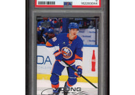 2025-26 Upper Deck Series 2 Matthew Schaefer Young Guns #451 rookie hockey card professionally graded PSA 9 MINT.