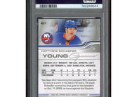 2025-26 Upper Deck Series 2 Matthew Schaefer Young Guns #451 rookie hockey card professionally graded PSA 9 MINT.
