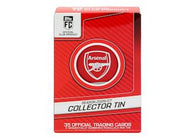 2026-27 Topps Arsenal Collector Tin featuring Arsenal men's and women's players, two numbered parallels, Gold Vault cards and autograph chases.