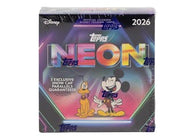 2026 Topps Disney Neon Mega Box with 10 packs, 50 total cards, and three Mega Box-exclusive Snow Cap parallels available at MP Sports Cards.