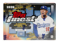 2026 Topps Finest Baseball Hobby Box factory-sealed featuring Finest Refractors, autograph cards, rookie cards, Superfractors, and premium MLB trading cards available at MP Sports Cards in Carver, Massachusetts.