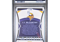 2024 Panini Certified J.J. McCarthy #108 Mirror rookie numbered to 350 Minnesota Vikings football card graded PSA 10 GEM MINT.
