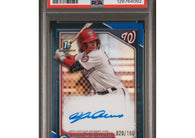 2024 Bowman Chrome Dylan Crews #CPA-DC Blue Refractor autograph numbered to 150 Washington Nationals baseball card graded PSA 9 MINT.