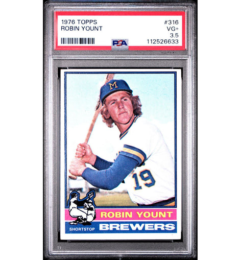 1976 Topps Robin Yount #316 Milwaukee Brewers vintage baseball card professionally graded PSA 3.5 VG.