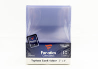 Fanatics Collectibles Thick 240pt Top Loaders 10 Count for protecting 240pt jumbo patch cards, memorabilia cards, relic cards, thick autograph cards, booklet-style cards, and premium sports trading cards.