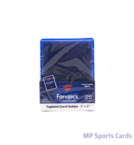 Fanatics Collectibles 59pt Top Loaders 25 Count for protecting 59pt patch cards, memorabilia cards, relic cards, thick autograph cards, premium inserts, and sports trading cards.