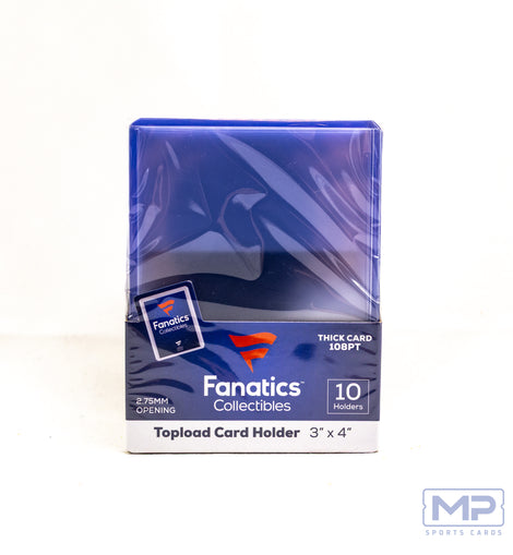 Fanatics Collectibles Thick 108pt Top Loaders 10 Count for protecting 108pt patch cards, memorabilia cards, relic cards, thick autograph cards, and premium sports trading cards.