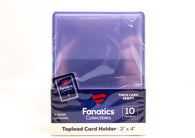 Fanatics Collectibles Thick 168pt Top Loaders 10 Count for protecting 168pt patch cards, memorabilia cards, relic cards, thick autograph cards, booklet-style cards, and premium sports trading cards.