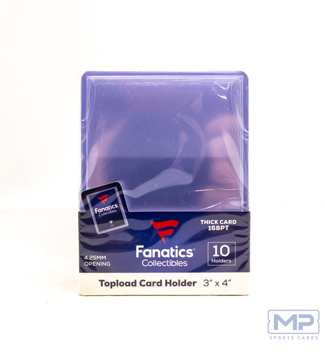 Fanatics Collectibles Thick 168pt Top Loaders 10 Count for protecting 168pt patch cards, memorabilia cards, relic cards, thick autograph cards, booklet-style cards, and premium sports trading cards.
