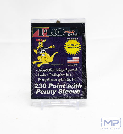 Pro-Mold 230pt One-Touch Magnetic Card Holder with protective sleeve for thick memorabilia cards, patch cards, relic cards, autograph cards, sports cards, and premium trading cards.