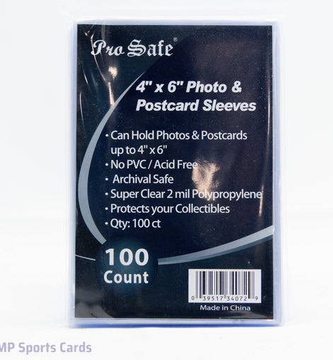 Pro Safe 4 inch x 6 inch Sleeves 100 Count for protecting photos, postcards, prints, and collectible memorabilia.
