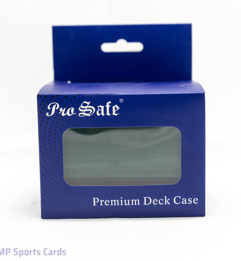 Pro Safe Premium Deck Case Green for storing and protecting sleeved trading card decks for Pokémon, Magic: The Gathering, Yu-Gi-Oh!, Disney Lorcana, One Piece, Star Wars Unlimited, and other TCGs.