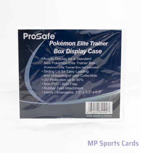 Pro Safe Pokémon Elite Trainer Box Display Case for protecting sealed Pokémon ETBs from scratches, dust, and everyday handling while providing a crystal-clear display.