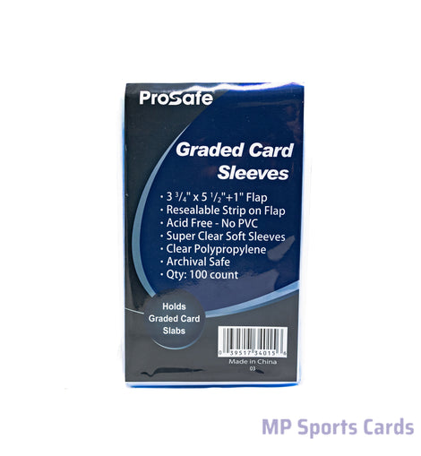 Pro Safe Graded Card Sleeves 100 Count for protecting PSA, BGS, SGC, and other graded trading card slabs from scratches, dust, and everyday handling.