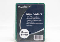 Pro Safe Green Border Top Loaders 25 Count for protecting standard-size sports cards, Pokémon cards, and other trading card collectibles.