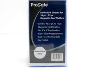 Pro Safe Perfect Fit Sleeves for 35pt–75pt magnetic card holders 100 Count protecting sports cards, Pokémon cards, and other premium trading cards from scratches and dust before placement in magnetic holders.