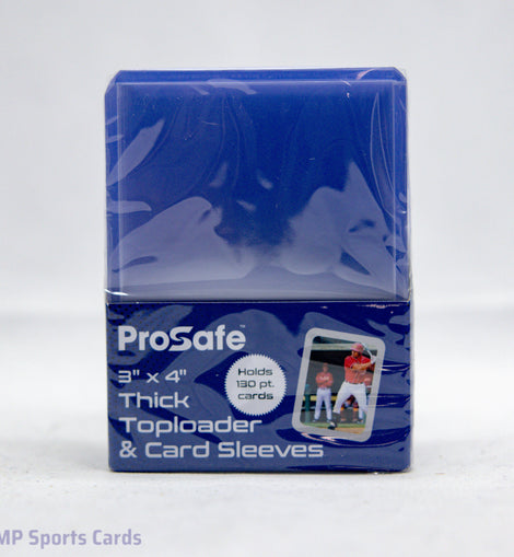 Pro Safe 130pt Thick Top Loader & Card Sleeves 10 Count combo pack with 10 rigid top loaders and 10 soft sleeves for protecting memorabilia, patch, relic, autograph, and thick trading cards.