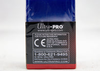 A pack of Ultra Pro Tobacco Size Toploaders, containing 25 pieces, displayed in a clear plastic packaging with red and black accents.
