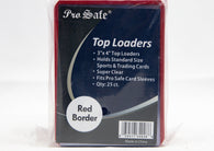 Pro Safe Red Border Top Loaders 25 Count for protecting and organizing standard-size sports cards, Pokémon cards, and other trading card collectibles with durable rigid holders.