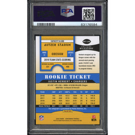 2020 Contenders Justin Herbert #JHE 2000 Rookie Ticket Auto PSA 9 Chargers!
