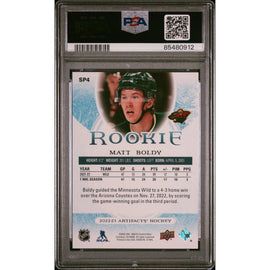 2022 Upper Deck Artifacts Photo Var Emerald Rookie Matt Boldy PSA 9