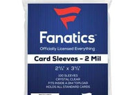 Fanatics Collectibles Soft Sleeves 100ct pack for protecting sports cards, Pokémon cards, and trading cards at MP Sports Cards in Carver, Massachusetts.