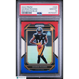 2022 Panini Prizm George Pickens #329 Red/White/Blue PSA 10 Steelers!