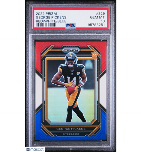 2022 Panini Prizm George Pickens #329 Red/White/Blue PSA 10 Steelers!