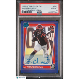 2021 Donruss Optic Ja'marr Chase #207 Autograph-Purple #'d 20/25 Bengals!