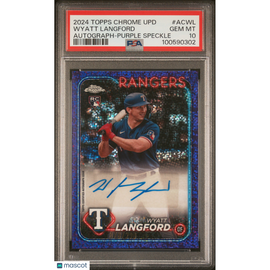 2024 Topps Chrome Upd Wyatt Langford Autograph-Purple Speckle #'d /299 PSA 10!