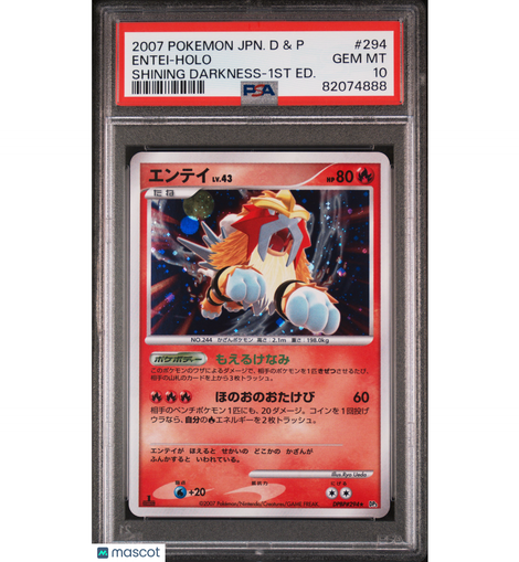 2007 Diamond & Pearl Shining Darkness Entei #294 Japanese 1ST Ed. PSA 10