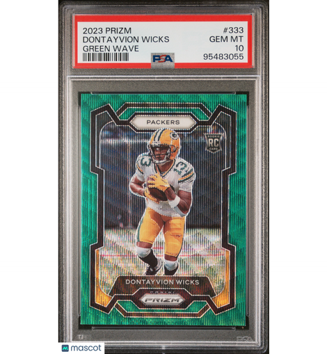 2023 Panini Prizm Dontayvion Wicks #333 Green Wave Yes