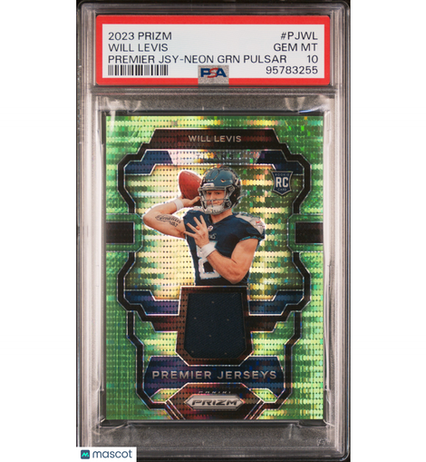 2023 Panini Prizm Will Levis #PJWL Premier Jersey-Neon Grn Pulsar PSA 10 Titans