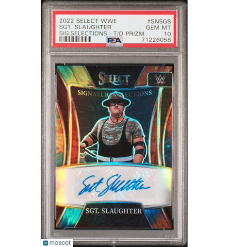 2022 Select WWE SGT. Slaughter #SNSGS SIG. Selections Tie-Dye #'d /25 PSA 10!