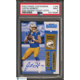 2020 Contenders Justin Herbert #JHE 2000 Rookie Ticket Auto PSA 9 Chargers!