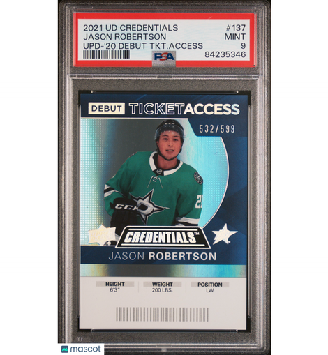 2021 UD Credentials Update Jason Robertson #137 Upd '20 Debut TKT. Access PSA 9