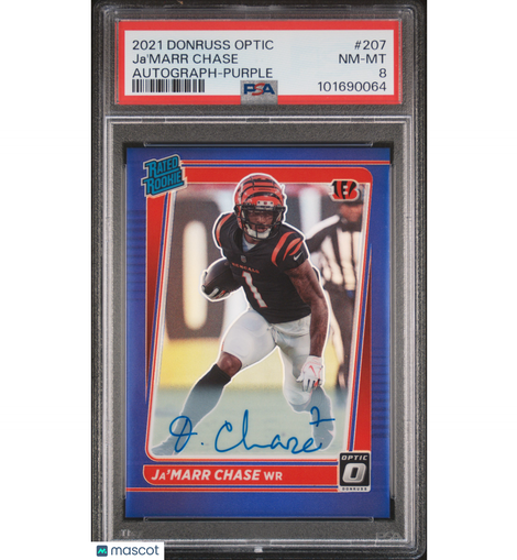 2021 Donruss Optic Ja'marr Chase #207 Autograph-Purple #'d 20/25 Bengals!
