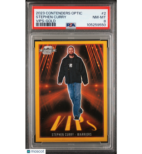 2023 Panini Contenders Optic Vips Stephen Curry #2 Gold #'d 5/10 PSA 8!