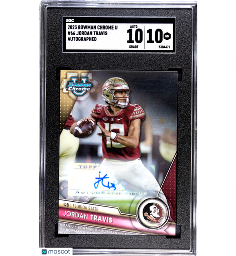 2023 Bowman University Chrome Jordan Travis #66 Autographed SGC 10 FSU!