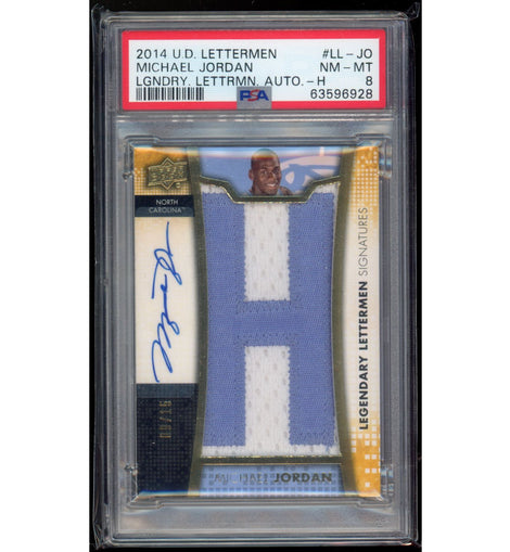 2014 Upper Deck Legendary Letterman Autographs Michael Jordan #LL-JO PSA 8