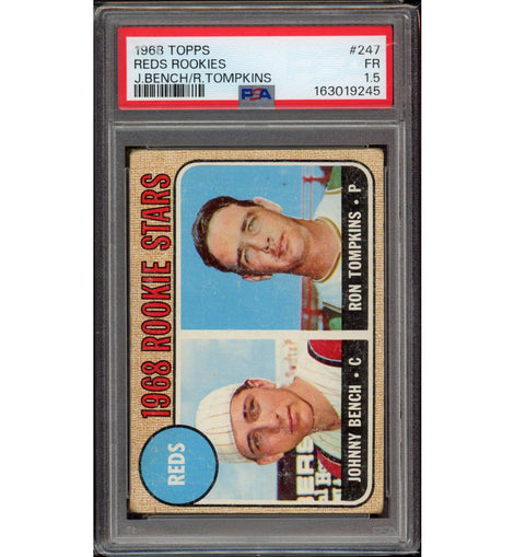 1968 Topps Johnny Bench / Ron Tompkins Rookie #247 PSA 1.5 FR Reds HOF
